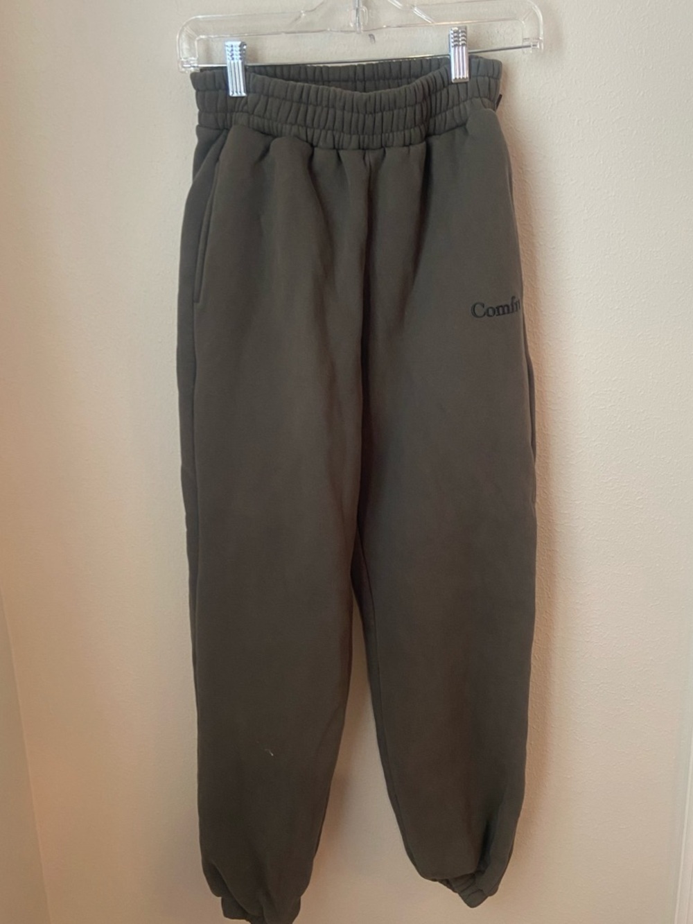 Comfrt Olive Green Oversized Fleece Jogger Sweatpants Size Small